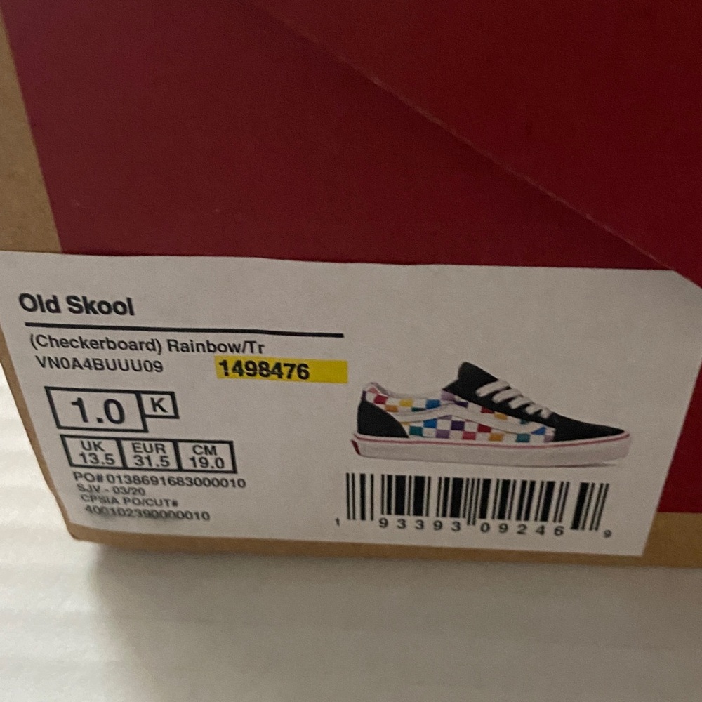Vans EUC old Skool checkerboard rainbow kids sneaker shoes size 1